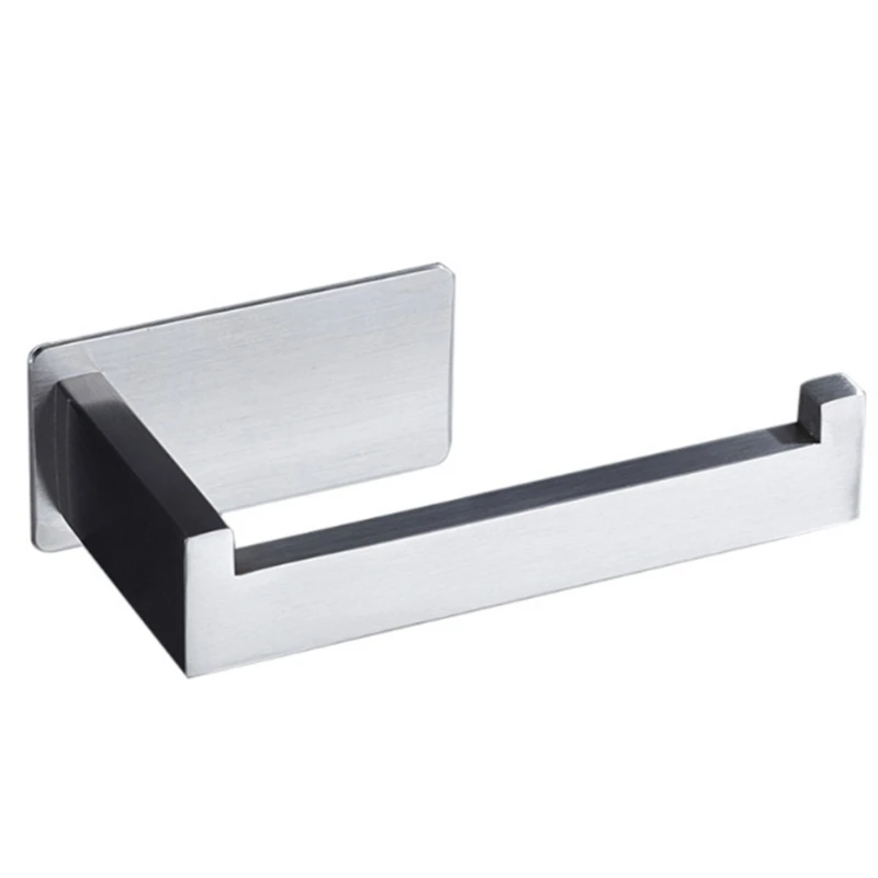 

Brushed Stainless Steel Toilet Paper Holder Wall Mount Self Adhesive Tissue Roll Dispenser Towel Rack Bathroom Organizer
