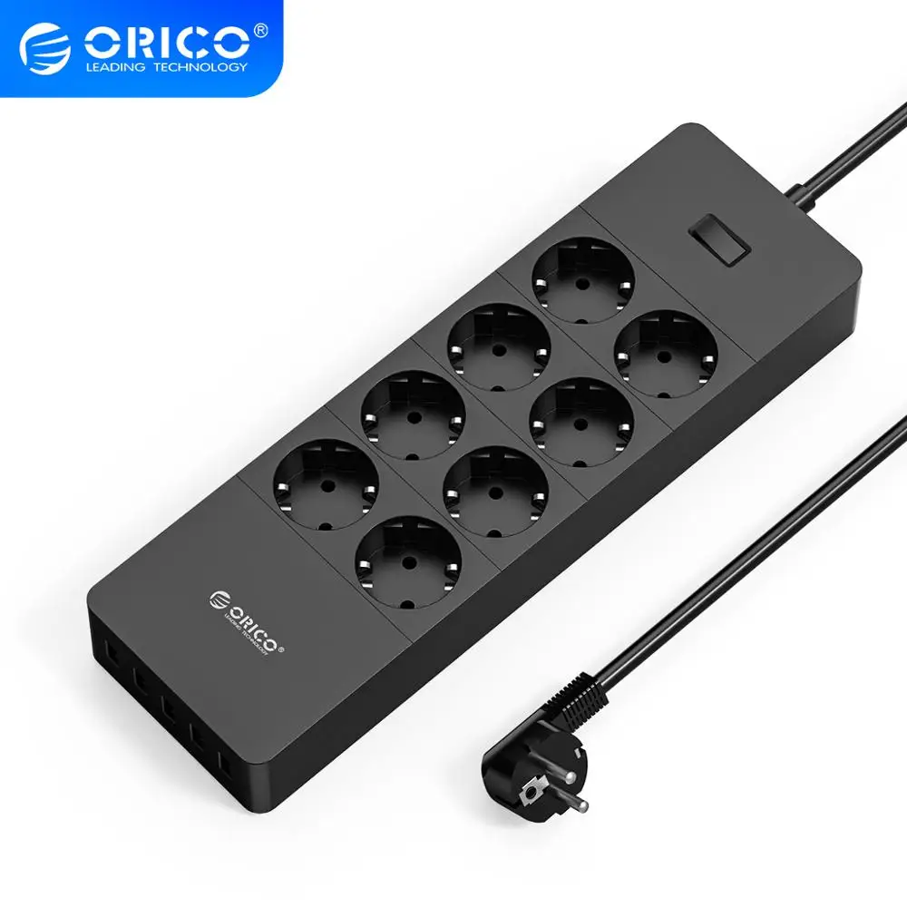 Plugue da ue Adaptador de Energia Orico Tomada Elétrica Cabo Extensão Tira Inteligente Soquetes 8ac 5 Usb