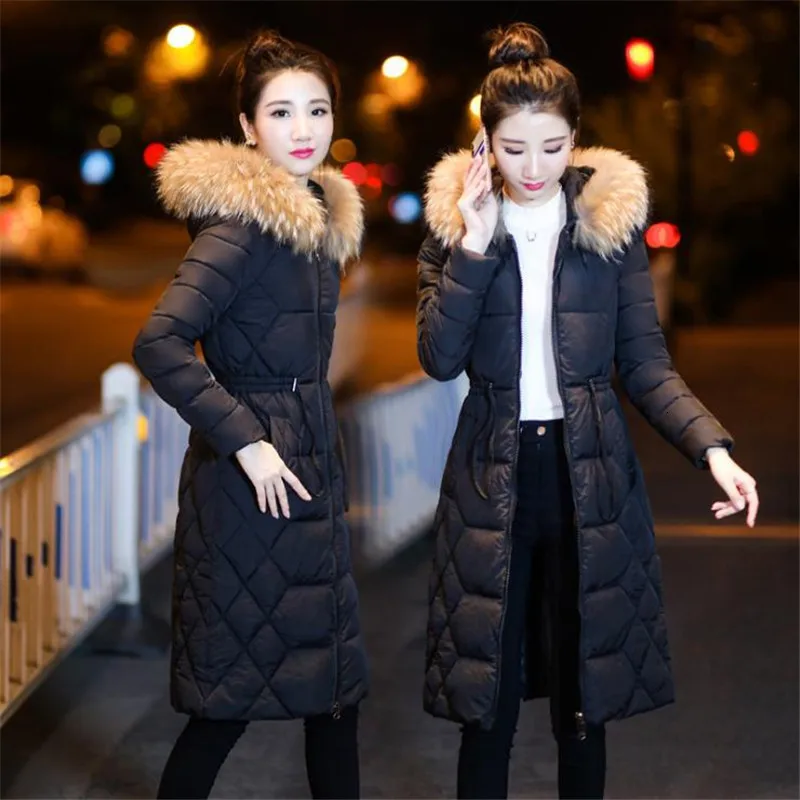 Winter ash Women Plus Size Slim jas Cato Fat Hot Long Parka Mujer Bontkraag Capuchon Female CM1039 | Женская одежда