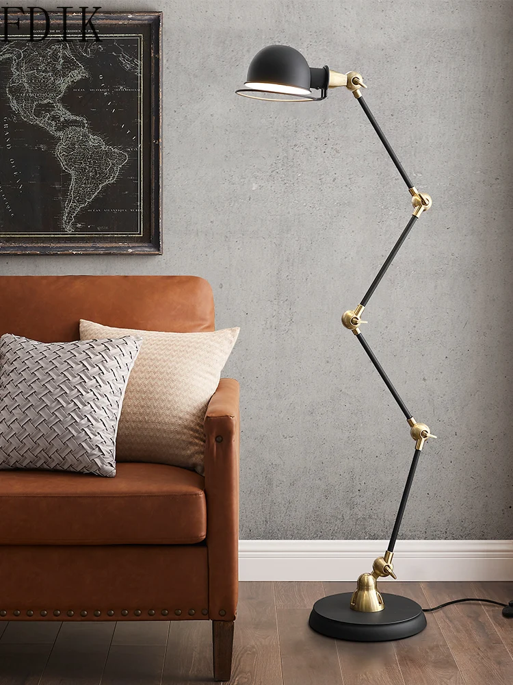 Nordi Cblack Metal Floor Lamps Modern Standing Lamp for Living Room Bedroom Industrial Decor Indoor Lighing Folding Design E27