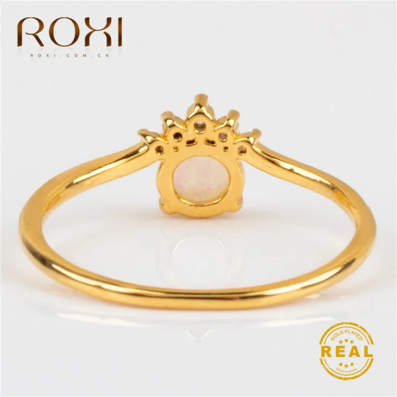 ROXI изящный круглый огненный опал кольца для Для женщин модная Корона кольцо Симпатичные цвета «Медвежья Лапа» в виде кошачьей лапки, фианиты, кристаллы, ювелирные изделия на безымянный палец женский подарок