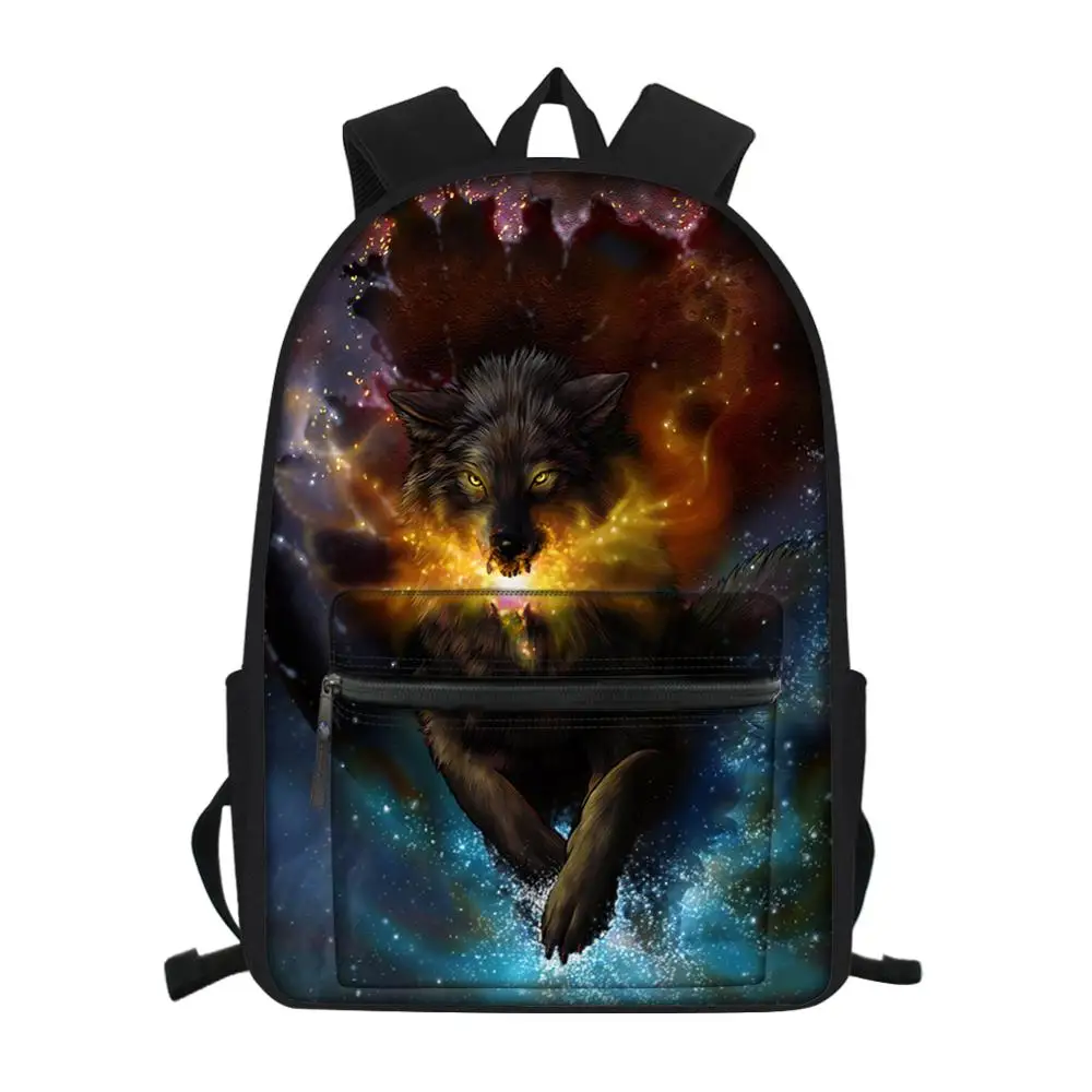 HaoYun модный детский школьный холщовый рюкзак с рисунком Фэнтези волка школьные