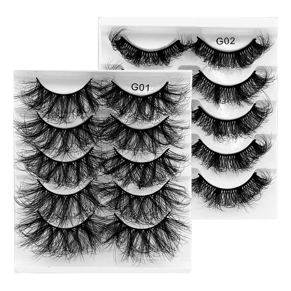 

SKONHED 5 Pairs Eye Extension Wispy Thick Long Eye Lashes Handmade 8D Faux Mink False Eyelashes Volume Dramatic