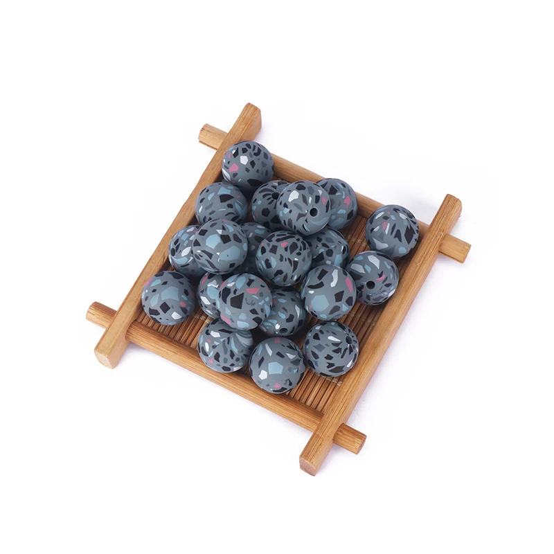 10 шт./лот 12 мм леопардовые камуфляжные силиконовые бусины для прорезывания зубов