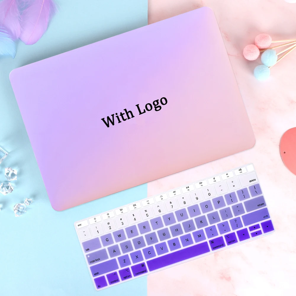 Gradient Purple Logo Redlai матовый чехол для Macbook Air 13 A1932 Pro 13 15 retina 12 дюймов с бесплатной клавиатурой чехол для ноутбука - Цвет: Gradient Purple Logo