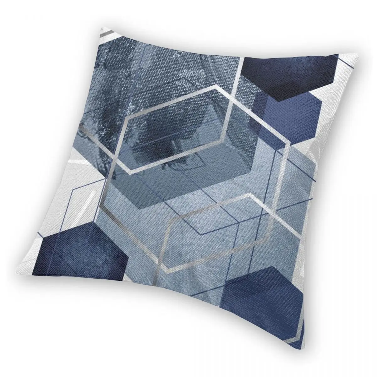 Сине-серый геометрический квадратный чехол для подушки наволочка декоративный