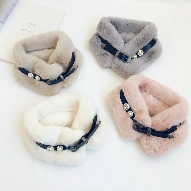 

Индивидуальный шарф из искусственного меха с пряжкой для ремня для девушек, новинка зимы 2020, модный роскошный высококачественный теплый Сл...