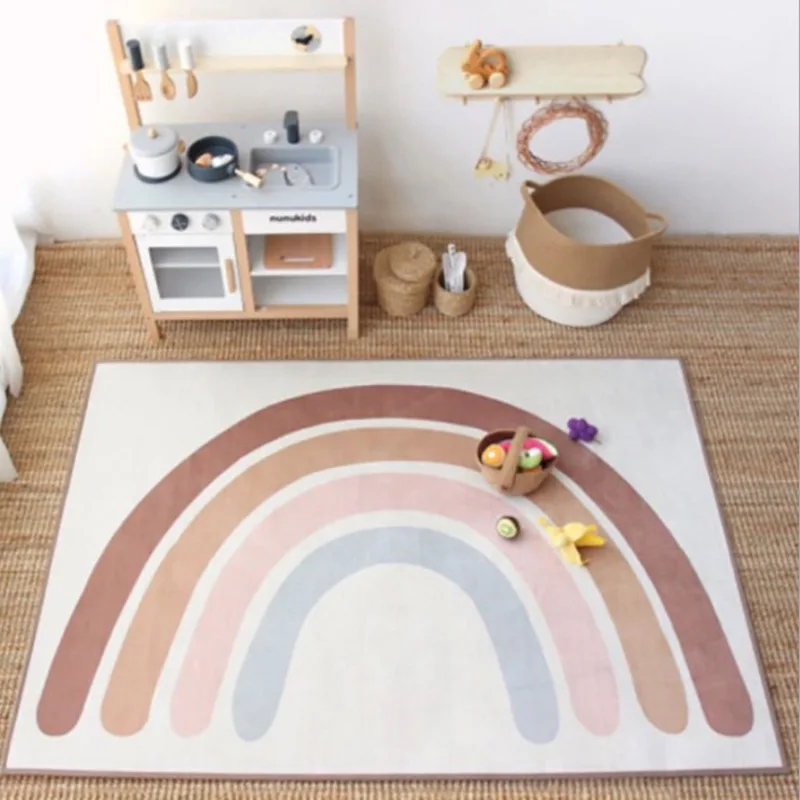 

Latest Nordic Rainbow Children Carpet Crawling Pad Cute Baby Game Slide Mat Photography Play Mats Props Outdoor Bedroom Kids