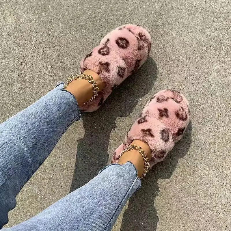 

Winter Indoor Fur Slippers House Full Furry Soft Fluffy Plush Platform Flats Heel Non Slip Luxury Designer Shoes Casual Ladies