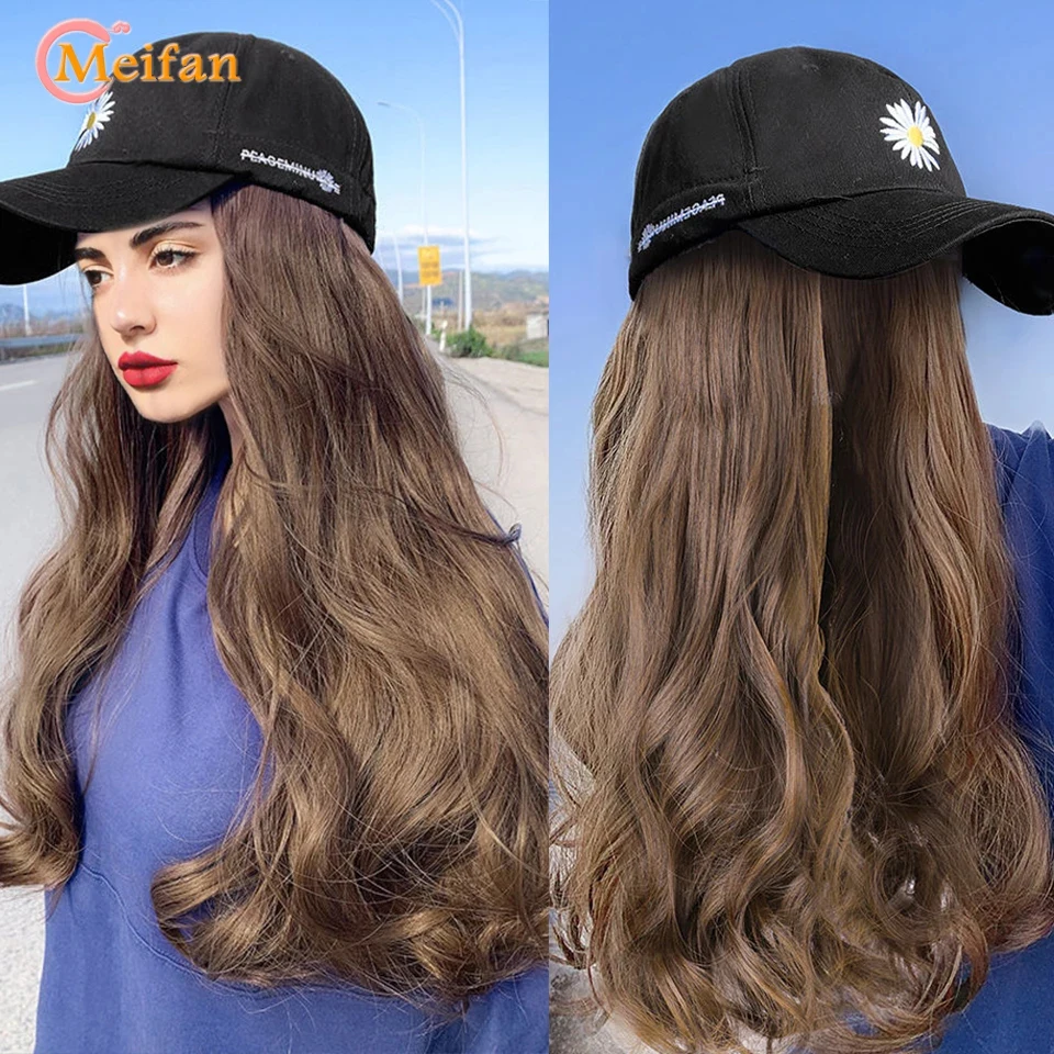 MEIFAN новый модный длинный волнистый кудрявый парик шляпы черный коричневый с