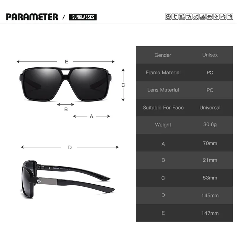 Солнцезащитные очки DUBERY мужские винтажные поляризационные темные UV400 для
