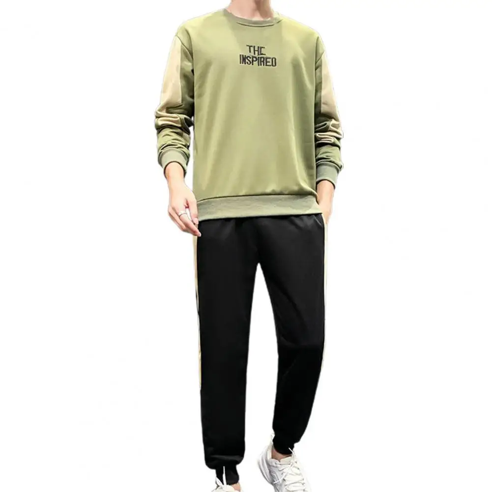 

2 Pcs/Set Fitness Suit Men's Set Young Style Letter Male Tracksuit Long Sleeve Hoodies Sweapants Suit Men Sportswear Workout