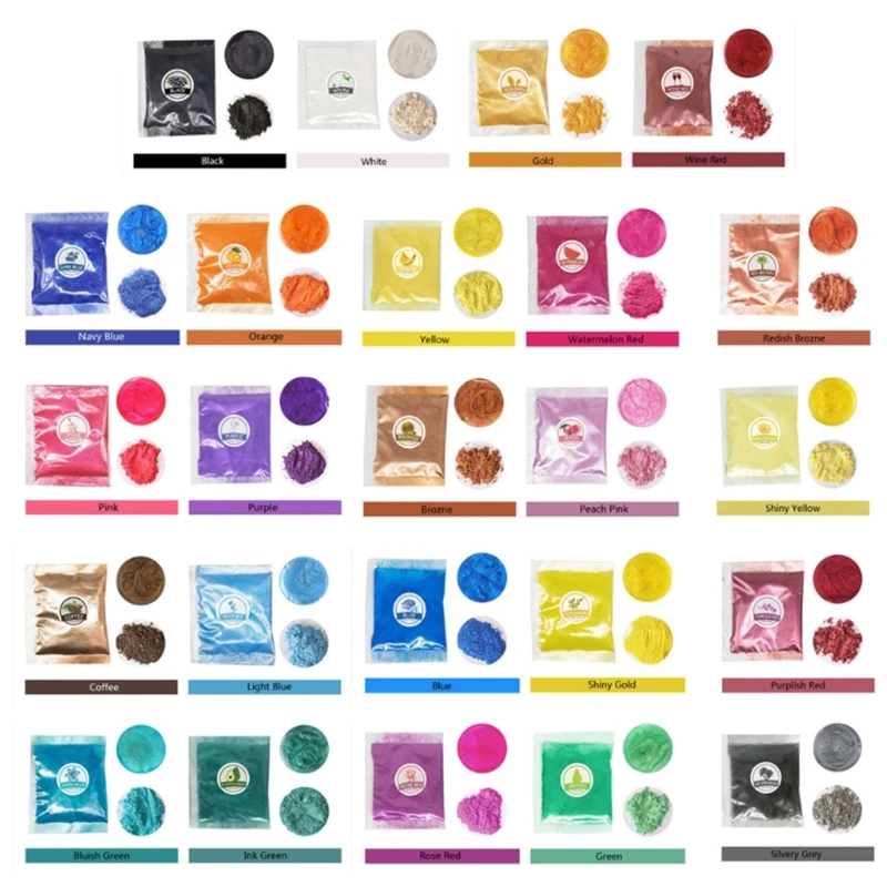 

24 Colors Cosmetic Grade Pearlescent Natural Mica Mineral Powder Epoxy Resin Dye Pearl Pigment DIY Jewelry Crafts Making