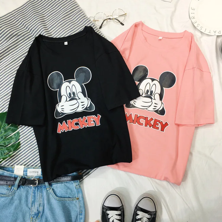 Disney Микки Маус Женская футболка Женская Мужская Минни с коротким рукавом летняя модная футболка для мальчиков и девочек