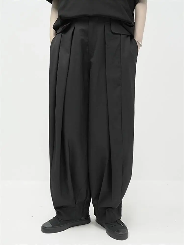 Men's classic dark radish pants pleated design couples with the same casual loose large size Haren pants