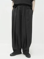 mens classic dark radish pants pleated design couples with the same casual loose large size haren pants