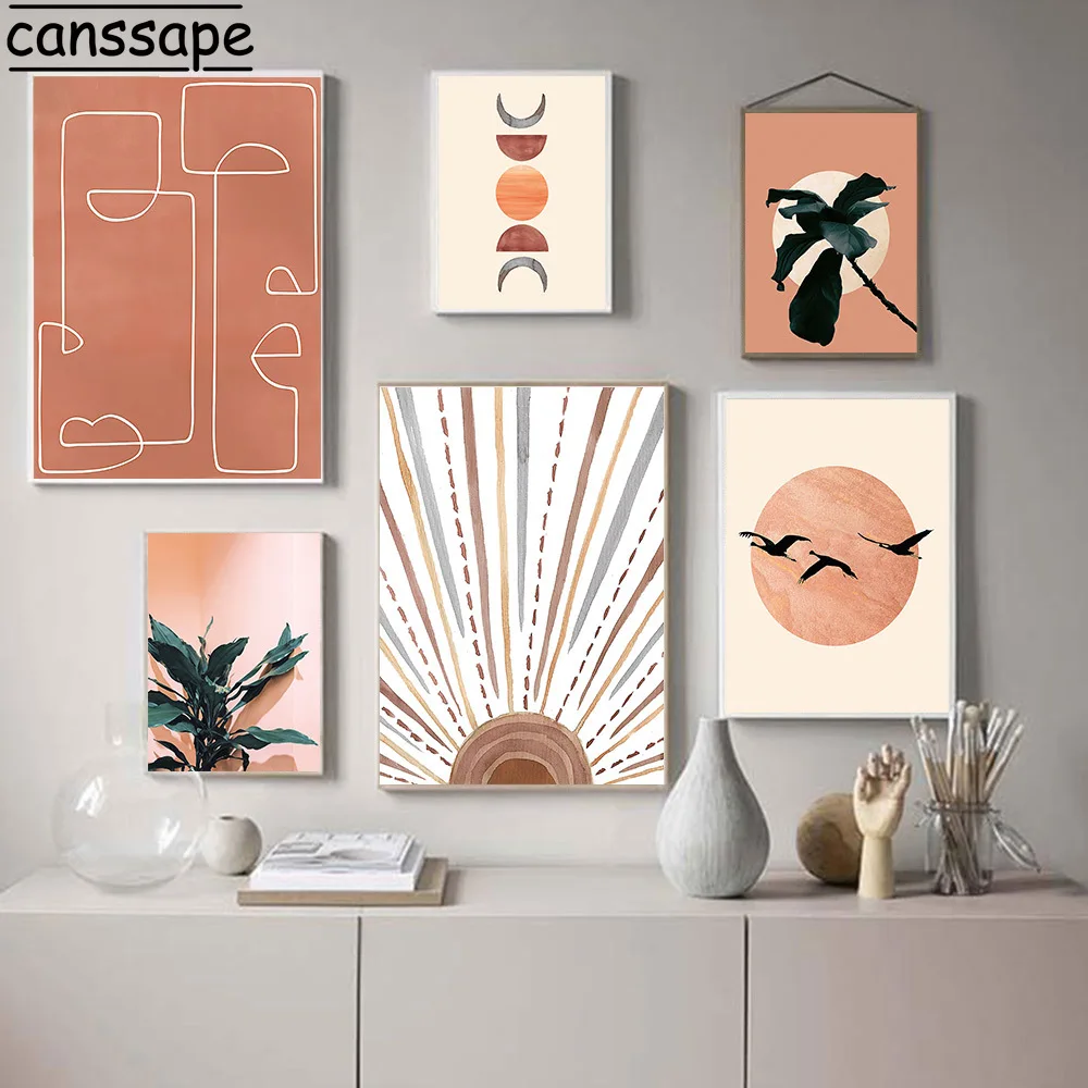 Sun Moon/стены художественная роспись Абстрактная Плакаты и принты Винтаж Холст