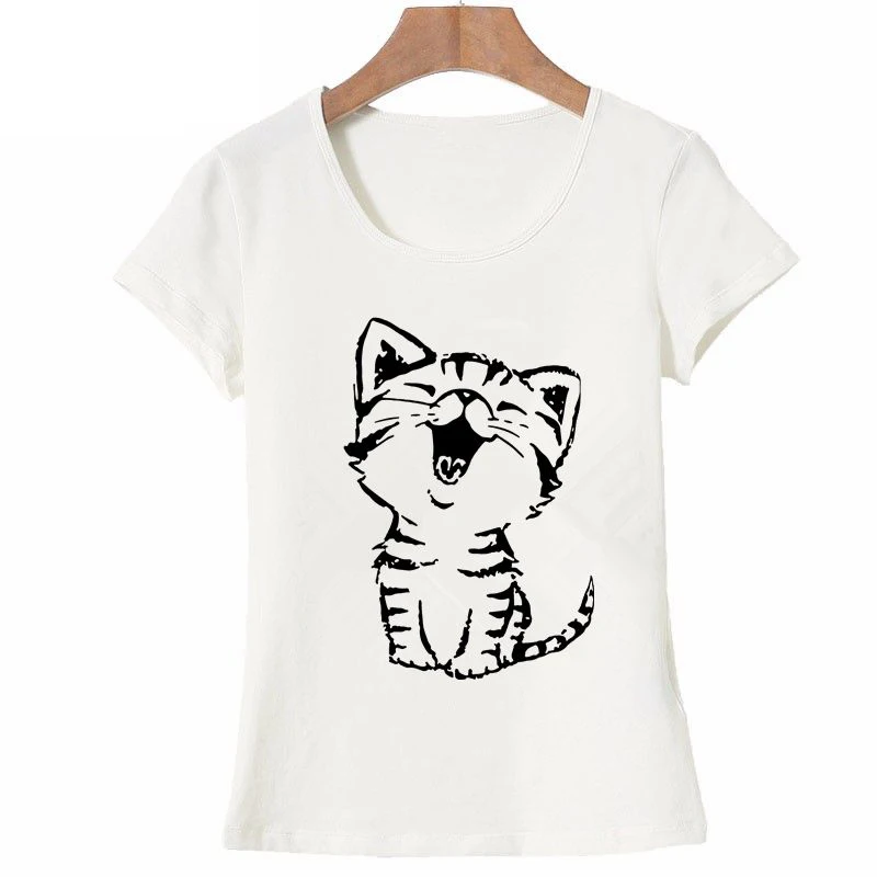 

Summer Women T Shirt Short Sleeve O-neck Casual Funny Cat Tops Tees Female Gift for Ladies Camisas Mujer