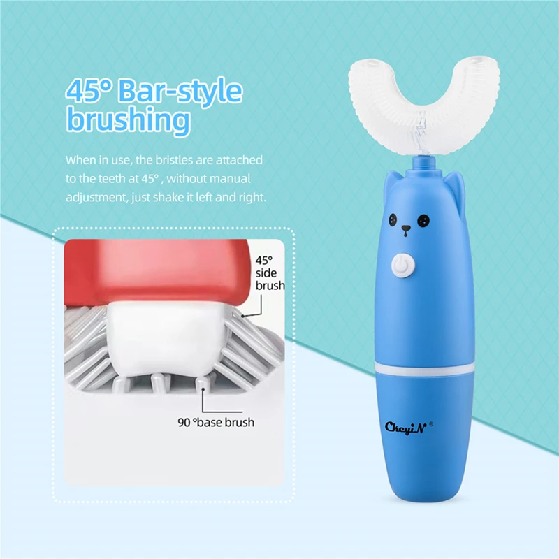 CkeyiN Smart 360 Degrees Electric Toothbrush Kids U Type Silicon Automatic Ultrasonic Teeth Tooth Brush Cartoon Pattern Children | Бытовая
