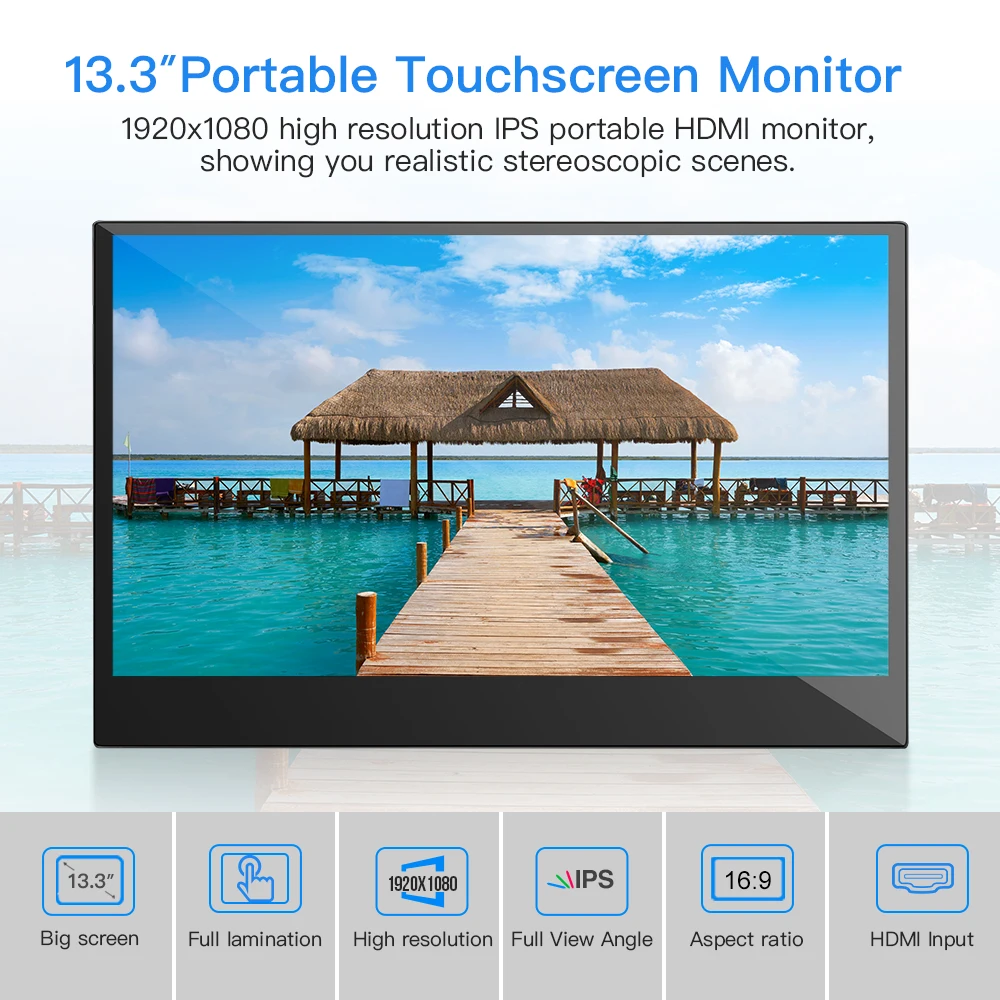 Монитор Eyoyo EM13L 13 3 &quot портативный ПК тип USB C игровой сенсорный экран 1920x108 0 IPS HDMI