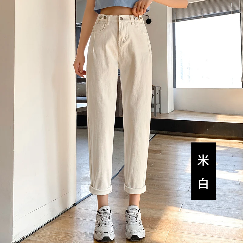 

2021 Summer Women's high waist jeans Female Chic Pencil Jean Pants Woman Korean Fashion Plus Size Denim Trousers For Girls