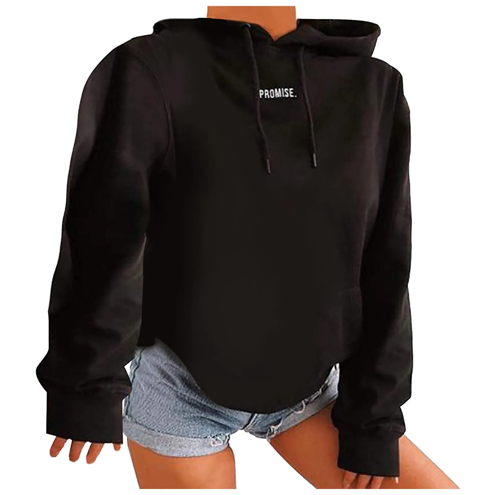 

Fashion Hoodies Women's Girl Sweatshirts Letter Printed Harajuku Pullover Promise Graphic Casual Pockets Female Sweatshirt Nice
