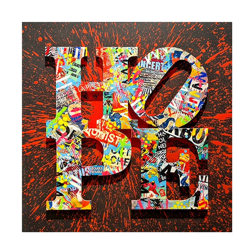 

Modern Abstract Graffiti Colorful HOPE Art Canvas Painting Watercolour Poster and Prints Pictures for Living Room Decoration