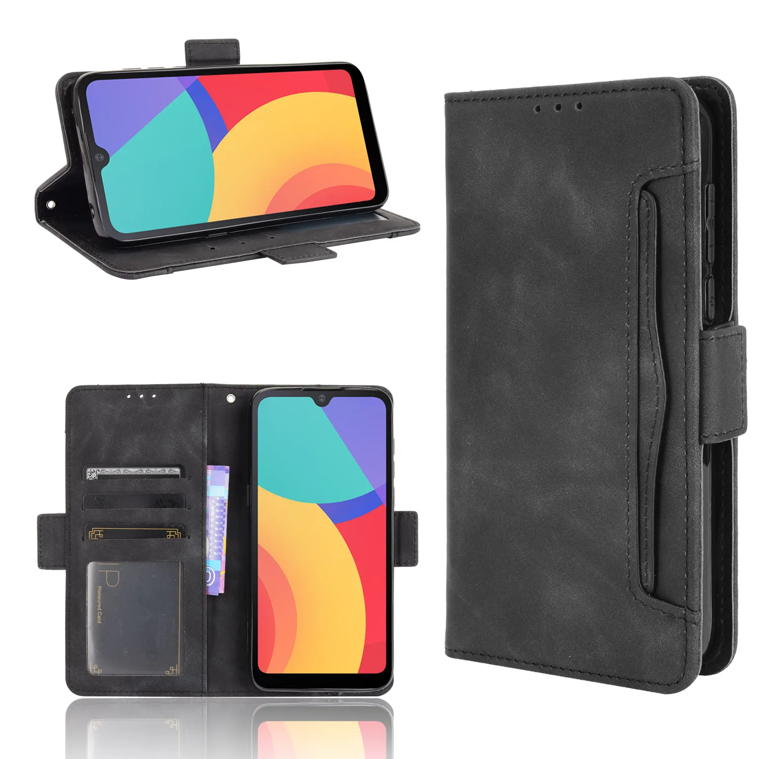 

For Alcatel 1L 2021 Flip Type Phone Case Alcatel 1L 2021 Folding Leather Multi-Card Slot Full Cover Wallet Type Cover