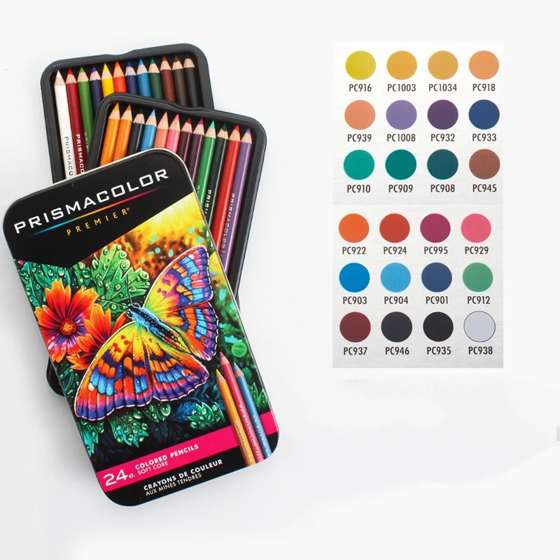 

1 шт. Prismacolor Premier мягкий сердечник Цветные карандаши 24 штуки цвета Prismacolor Premier мягкий сердечник Цветные карандаши для рисования
