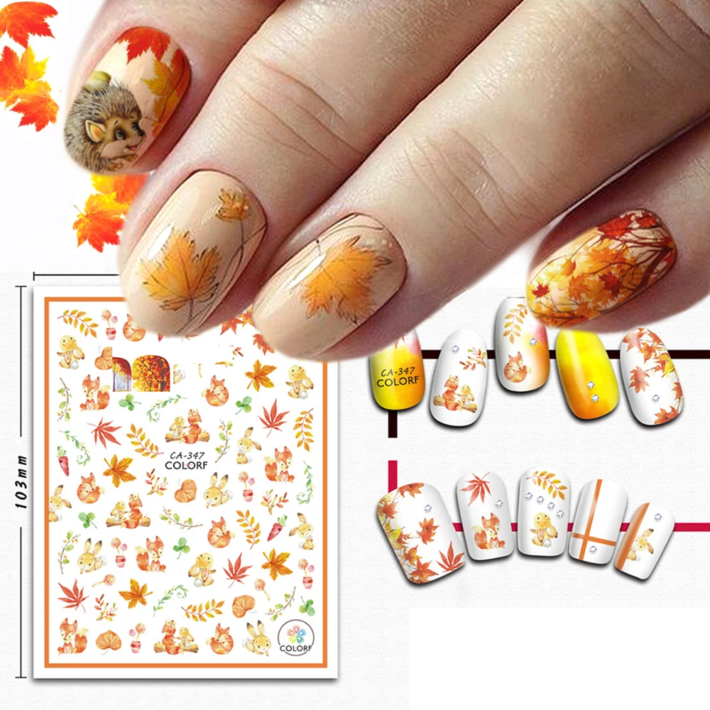 1 лист 3d наклеек на ногти кленовые листья осенняя Тема Слайдеры для декора ногтей