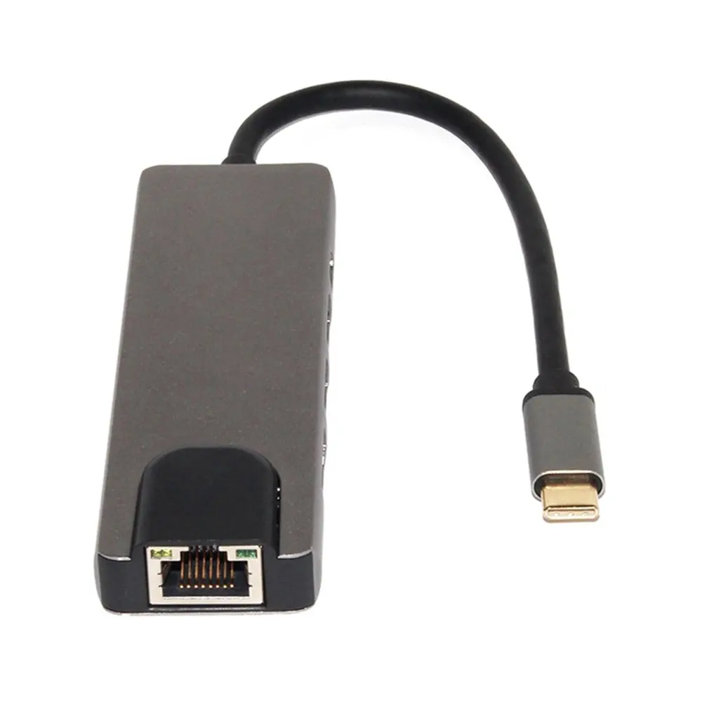 Концентратор USB type C адаптер док станция с 4K HDMI PD RJ45 Ethernet Lan зарядка