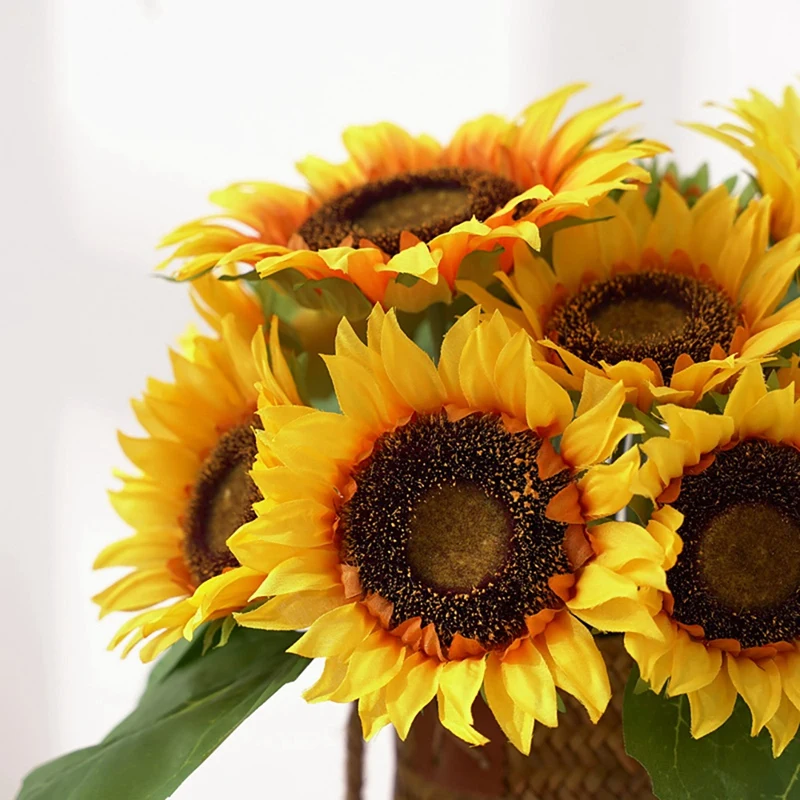 

Artificial Sunflower Bouquets 7 Floral Head Fake Flowers for DIY Home Wedding Party Garden Hotel Decor