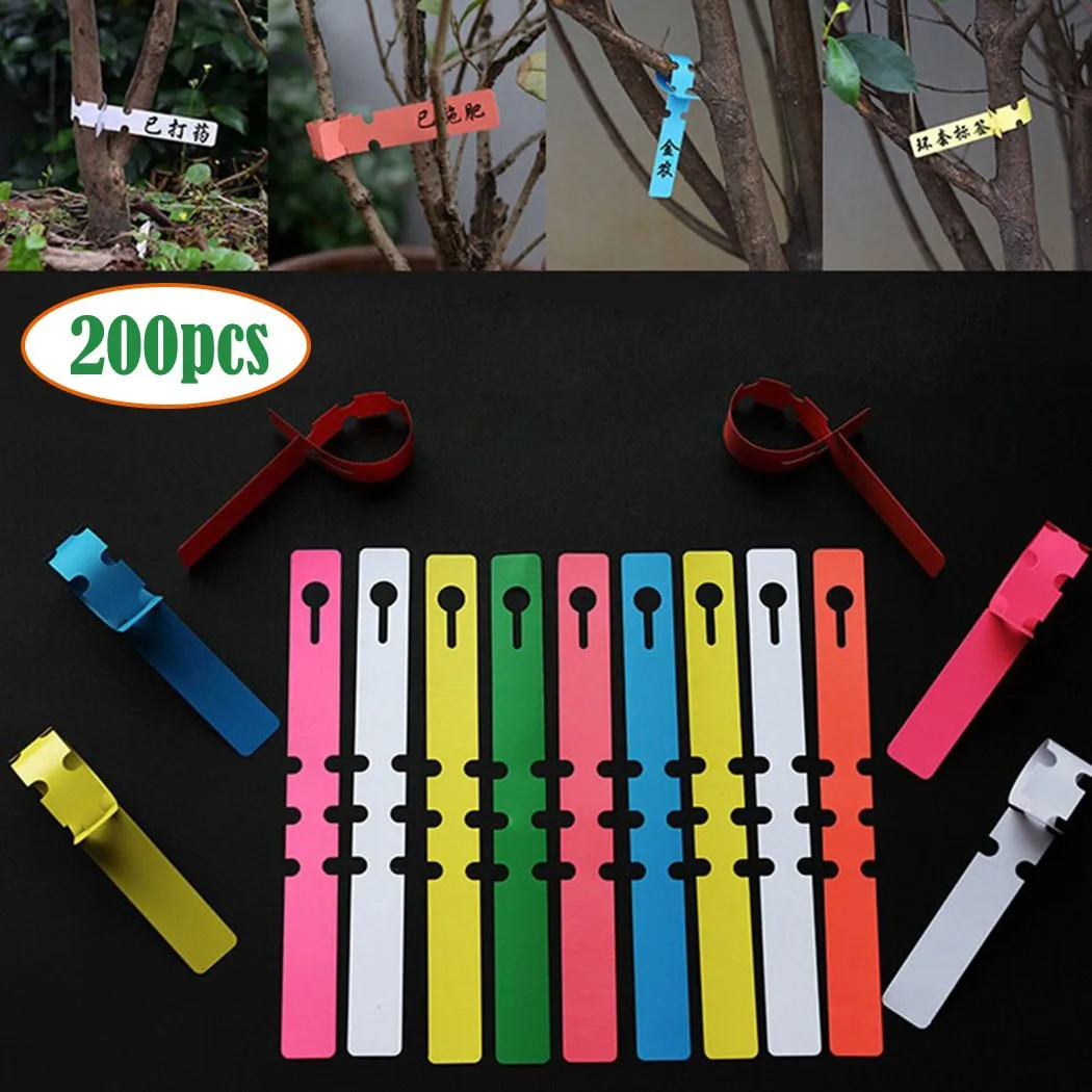 

200PCS Plastic Plant Tree Hanging Markers Tags Nursery Gardening Labels New Tree Ring Set Of Gardening Plant Labels