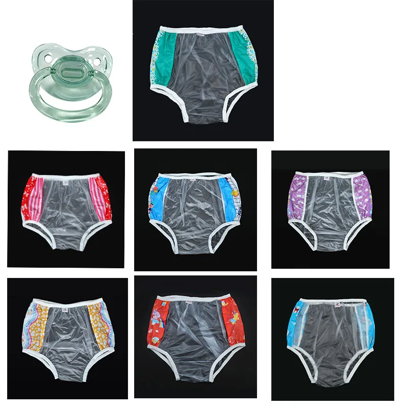 8pcs ABDL adult diaper 7pvc vreusable baby pant Give 1 pacifier diapers onesize plastic bottoms DDLG adult baby new underwear