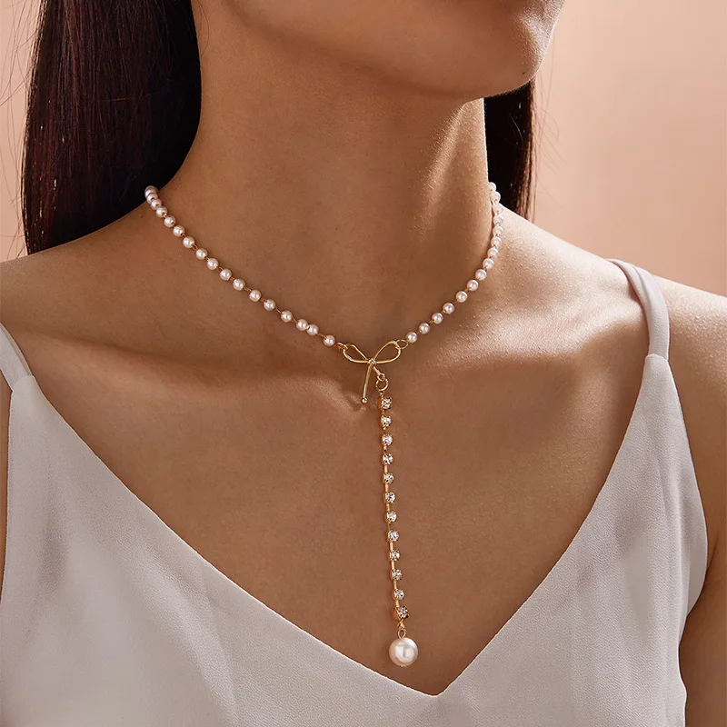 

YADA Fashion Gold Plated Pearl Presents&Necklace For Women Designer Necklaces Statement Chain Luxury Present Choker SE210016