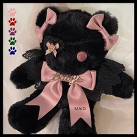 original design gothic lolita black eye mask bear bag girls shoulder bags cosplay sweet harajuku bow kawaii plush doll bag toy