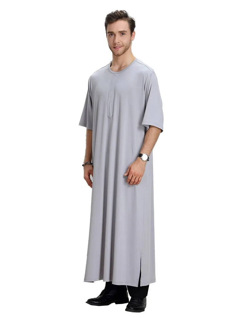Muslim Jubba Thobe Islamic Abaya Jilbab Moslem Robe Loose Men's Clothing Suit Shirt Pants Style Middle East Kaftan Dubai Arab