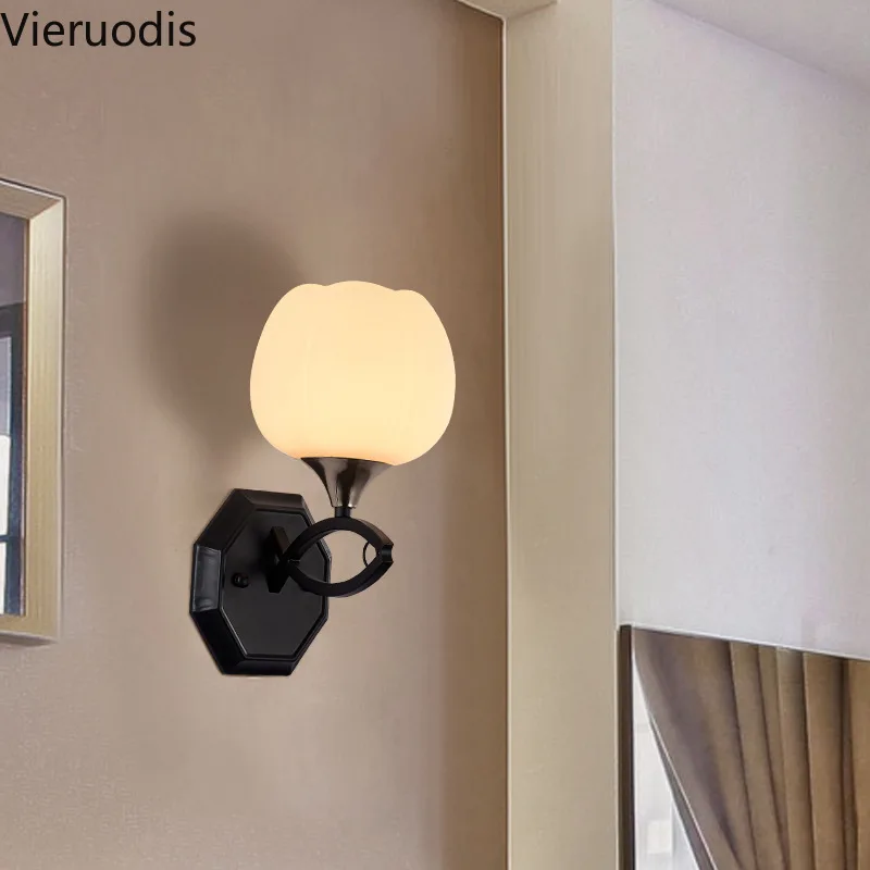 Скандинавский светодиодный настенный светильник s E27 стеклянный бра для