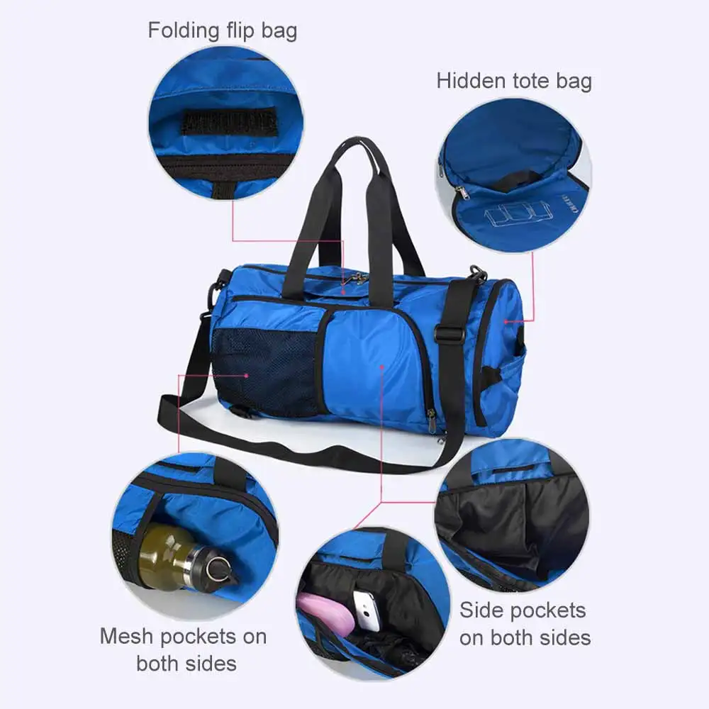 

Sports Durable Gym Bag Single and Double Shoulder Folding Bag Multifunction Travel Bag Big Capacity Handbag