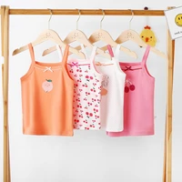 2021 summer new girls tank tops korean style t shirt childrens undershirt cartoon sleeveless camisole kids cotton crop top