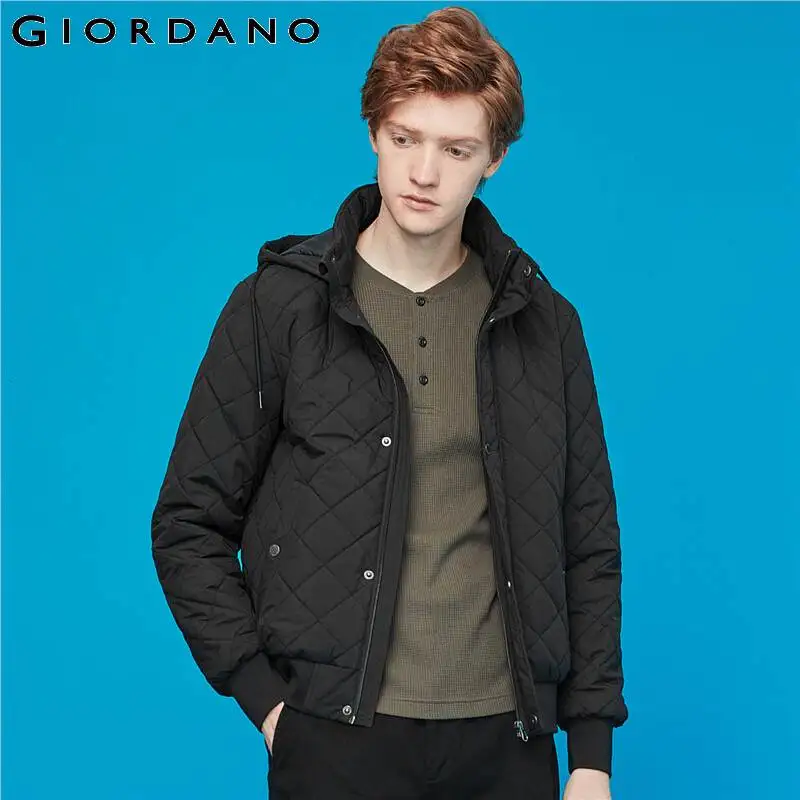 Мужская стеганая куртка Giordano повседневная бомбер с капюшоном и множеством