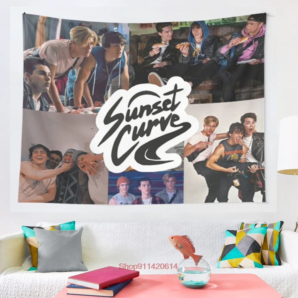 Закат кривой коллаж из JATP гобелены крышка полотенце пляжное Пикник коврики для