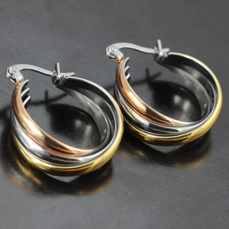 Хит продаж серьги кольца из титана розового золота для женщин гипоаллергенные