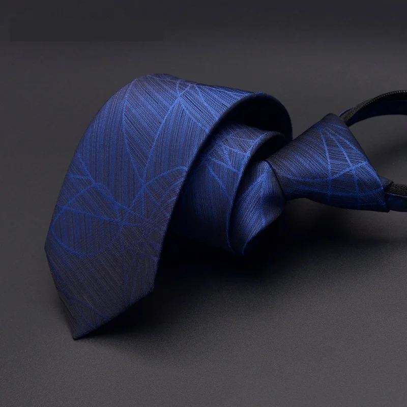 

2019 New Arrivals Fashion Designer Casual 6CM Slim Zipper Necktie Men Formal Business Wedding Party Blue Neck Tie with Gift Box