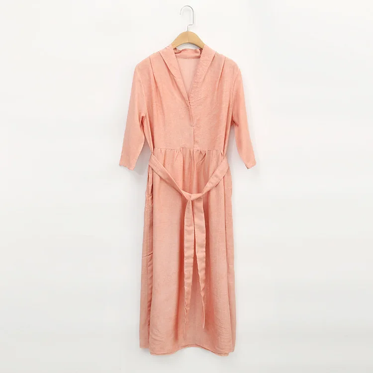NINI WONDERLAND, летнее платье с v-образным вырезом,, женское, Tencel, льняное, винтажное платье, женское, одноцветное, длинное платье, халат, высокое качество