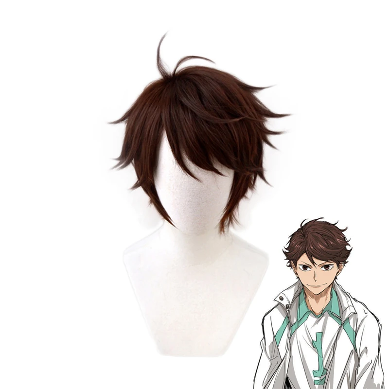 Haikyuu! Парик для косплея Oikawa Tooru Dark Brown термостойкие синтетические волосы мужские