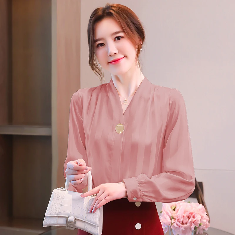 

chiffon lady shirt 2020 autumn elegant female long sleeve korean chiffon blouse casual clothing fashion women tops