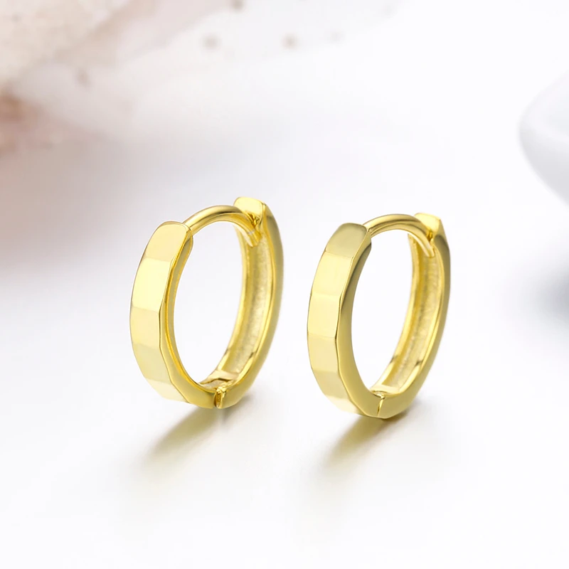 Милые серьги-кольца Huggie из стерлингового серебра 925 пробы золотого цвета с