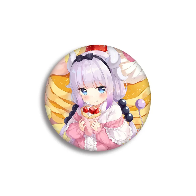 1 шт. 58 мм Kobayashi-san Chi no Maid Dragon KannaKamui супер милые девушки косплей использовать DIY значки акриловые значки брошь - Окраска металла: see chart