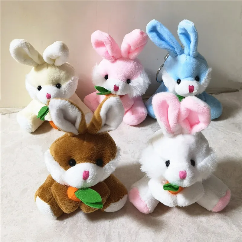 

10CM Carrot Bunny Plush Toy Five-color Wave Easter Doll Bag Key Ring Pendant Student B-day Gifts Happy Easter Day Decor For Home
